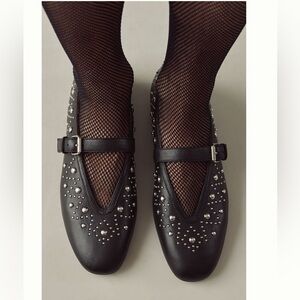 Nwt bibi lou Black Studded mary jane Flats